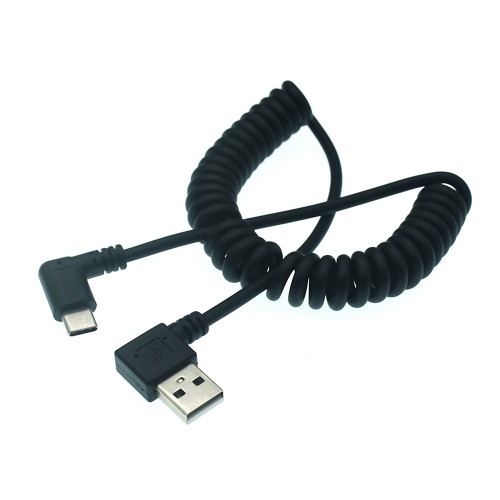 90 Derece Açılı Spiral Type-C to USB Şarj/Data Kablosu - 1 Metre