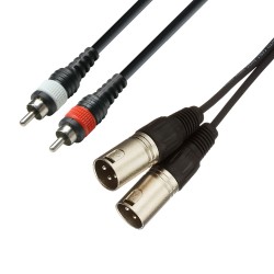 2 XLR Erkek to 2 RCA Erkek Mikser Mikrofon Ses Kablosu - 3 Metre