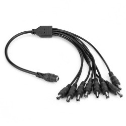 DC Güç Bölücü 1 Dişi 8 Erkek 5.5mm x 2.1mm Y Adaptör Kablosu CCTV Kamera-Şerit LED