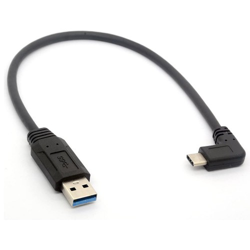 USB 3.0 Erkek to 90 Derece Sağ/Sol Açılı Type-C Erkek Veri/Şarj Kablosu