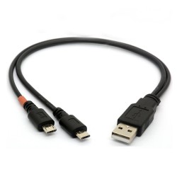 USB 2.0 A Erkek to 2 Micro USB Erkek Ayırıcı Y Data Şarj Kablosu