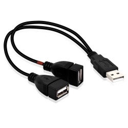 USB 2.0 Erkek to 2 USB Dişi Ayırıcı Uzatma Y Data/Şarj Kablosu