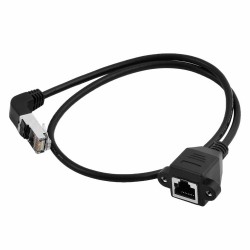 Panel Montaj RJ45 Erkek - Dişi 90 Derece Açılı Uzatma Lan Kablosu-50cm