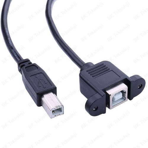 Panel Tipi Vidalı USB 2.0 B Dişi-Erkek Yazıcı Uzatma Kablosu