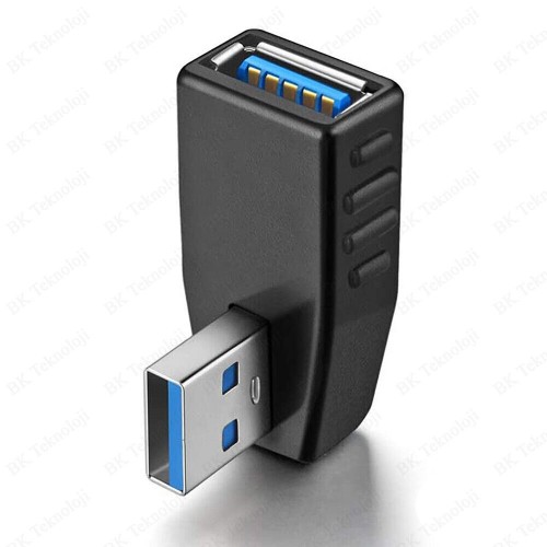 USB 3.0 Sol Açılı Konnektör Erkek Dişi 90 Derece Uzatma Adaptörü