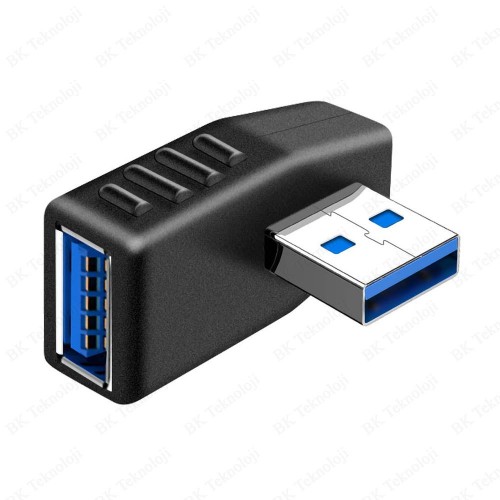 USB 3.0 Sol Açılı Konnektör Erkek Dişi 90 Derece Uzatma Adaptörü