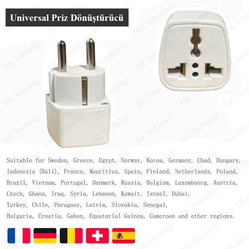 Universal Amerikan İngiliz Tipi Çevirici Fiş Priz Dönüştürücü
