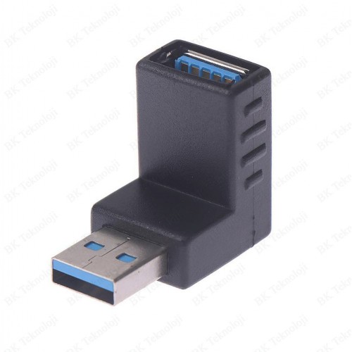 USB 3.0 Aşağı Açılı Konnektör Erkek Dişi 90 Derece Uzatma Adaptörü