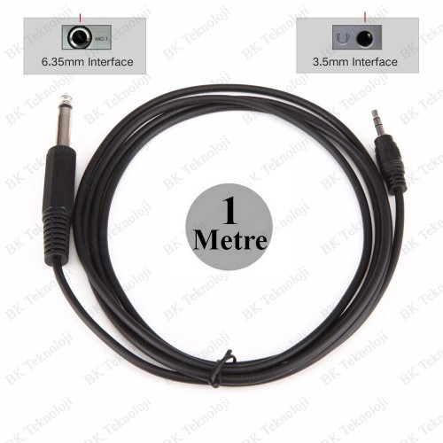 3.5 mm TRS Stereo Erkek to 6.35 mm TS Mono Erkek Ses Kablosu - 1 Metre