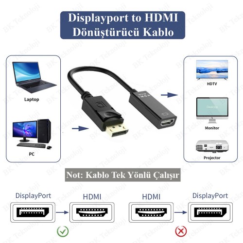 Displayport to HDMI 4K2K Çevirici Dönüştürücü Kablo