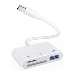 3 in 1 Card Reader Type-C to OTG + SD-TF Kart Okuyucu Adaptörü