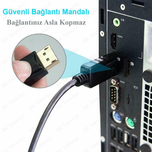 Yüksek Kalite 4K Displayport to HDMI Dönüştürücü Kablo - 1.8 Metre