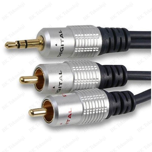 Yüksek Kalite 3.5mm Erkek to 2RCA Erkek Ses Kablosu 20Metre