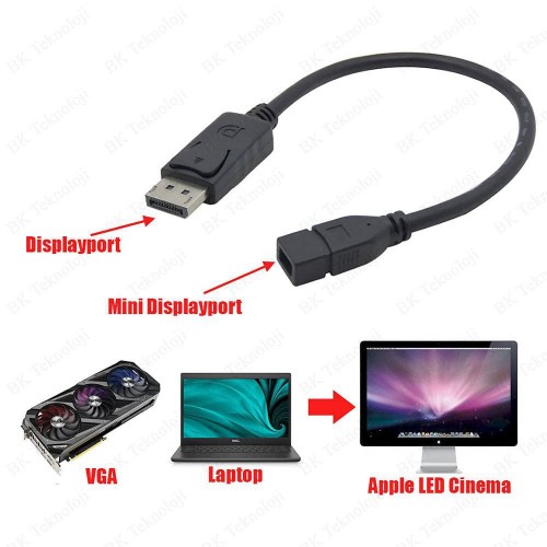 4K Displayport Erkek to Mini Displayport Dişi Çevirici Kablo