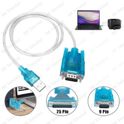 USB 2.0 - RS-232 Seri Bağlantı Noktası Kablosu + 9 Pin'den 25-Pin'e Dönüştürücü