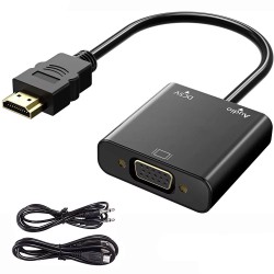 HDMI to VGA Çevirici Uydu Cihazı PS3-PS4 Uyumlu Ekstra Güç+Ses Destekli