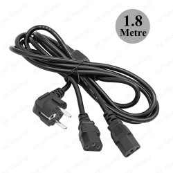 Tek Piriz 2 Güç Çıkışlı PC Monitör Printer Power Şarj Kablosu - 1.8 Metre Tek Piriz 2 Güç Çıkışlı PC Monitör Printer Power Şarj Kablosu - 1.8 Metre
