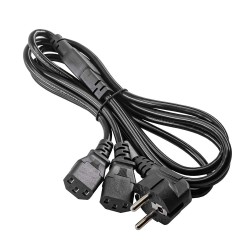 Tek Piriz 2 Güç Çıkışlı PC Monitör Printer Power Şarj Kablosu - 1.8 Metre
