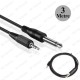 3.5 mm TRS Stereo Erkek - 1/4 (6.35 mm) TS Mono Erkek Ses Kablosu 3 Metre