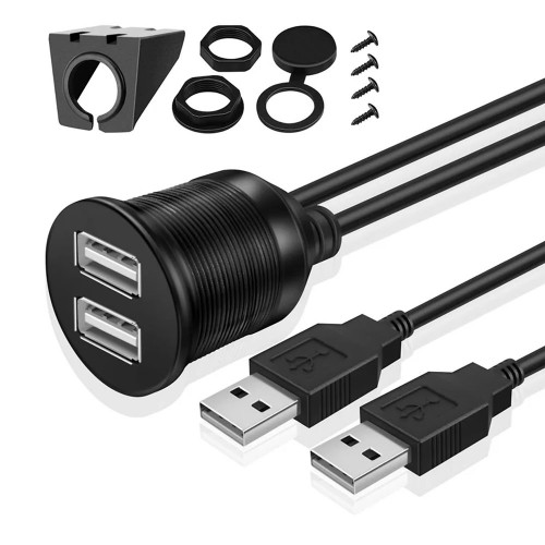 2 Bağlantılı Gömme Panel Montaj USB Uzatma Kablosu 1 Metre