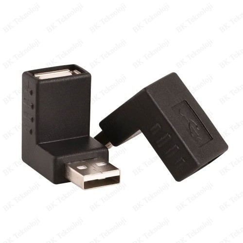 USB 2.0 Aşağı Açılı Konnektör Erkek Dişi 90 Derece Uzatma Adaptörü