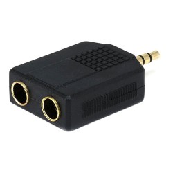 3.5mm Stereo Erkek Fiş to 2x6.35mm Stereo Dişi Ayırıcı Adaptör