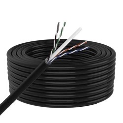 Yüksek Kalite 23 AWG 0.56 mm CCA Siyah Dış Mekan Cat 6 Kablo