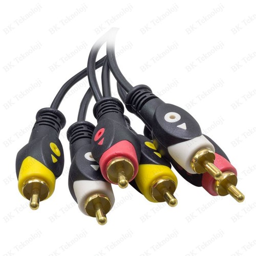 3RCA Erkek 3 RCA Erkek Kompozit Ses Video AV Kablosu - 10 Metre