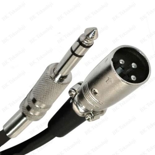 3 Pin XLR Erkek to 6.35mm Stereo Enstrüman Mikrofon Ses Kablosu-20 Metre