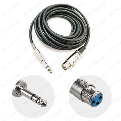 Yüksek Kalite XLR 3-Pin Dişi 6.35mm Stereo Erkek Mikrofon Ses Kablosu-30Metre