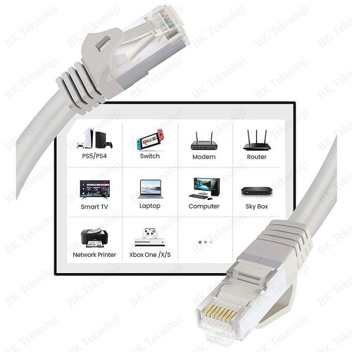 Yüksek Hızlı 10 Gpbs Fabrikasyon Cat7 RJ45 Ethernet Kablosu 5Metre