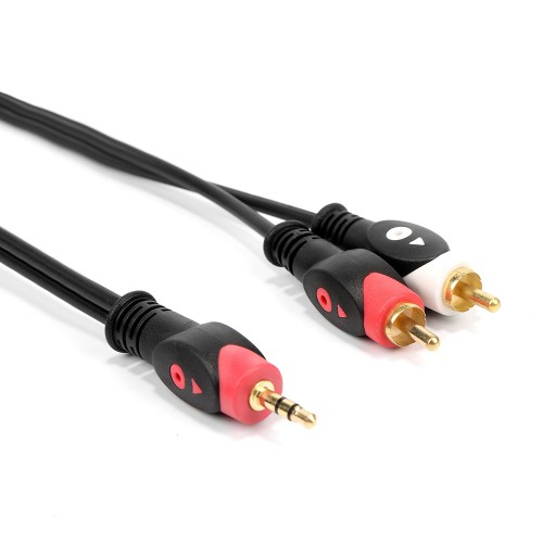 Yüksek Kalite 3.5mm Erkek to 2RCA Erkek Altın Kaplama Ses Kablosu 1.5 Metre