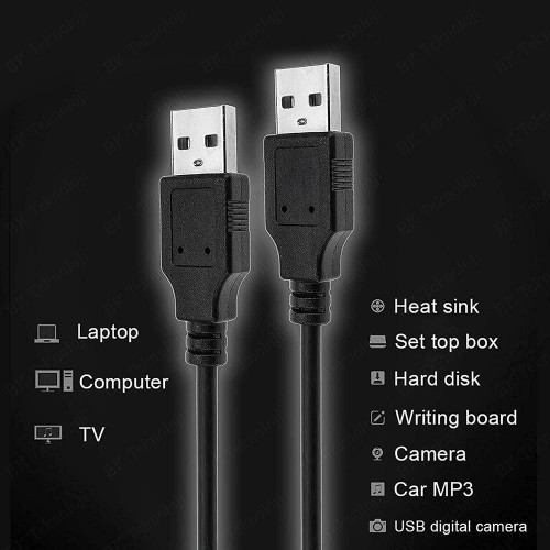 USB 2.0 Erkek-Erkek Data Şarj Kablosu - 3 Metre
