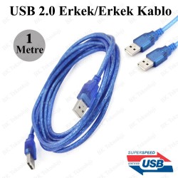 Yüksek Kalite 1 Metre USB 2.0 A Erkek/Erkek Data Şarj Kablosu Yüksek Kalite 1 Metre USB 2.0 A Erkek/Erkek Data Şarj Kablosu