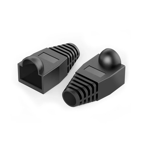 CAT5e/CAT6 Ethernet Ağ Kablosu için Siyah RJ45 Gerilim Giderici Kılıf (100 Adet)