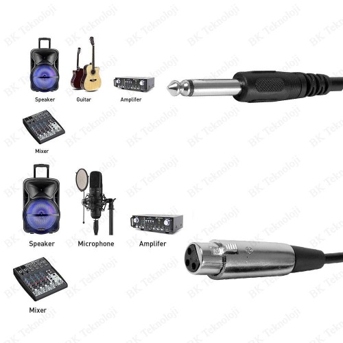 4 Metre 6.35mm TRS Erkek - XLR Dişi Mikrofon Kablosu