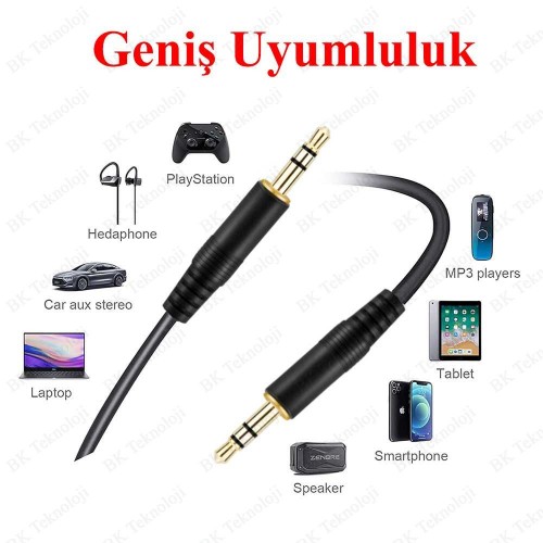 3.5 mm Stereo Erkek-Erkek AUX Ses Kablosu 1.5 Metre