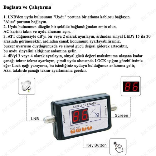 Dijital Uydu Anten Sinyal Yön Bulucu Ayar Cihazı