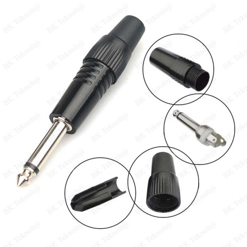 Yüksek Kalite Lehimlenebilir 6.35mm Mono Erkek Çivi Jack