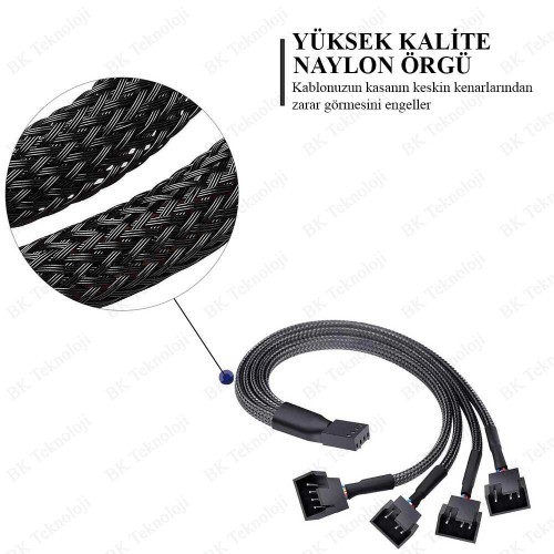 4 Pin 4 lü Fan Çoklayıcı PWM Y Splitter Kablo