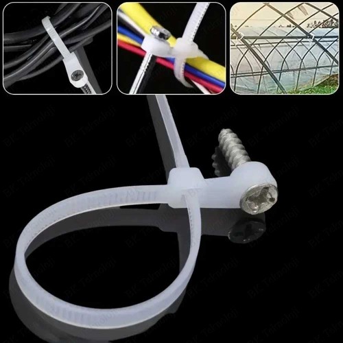 Delikli Vidalanabilir 2.5x100mm Cırt Kablo Bağı 100 Adet Beyaz
