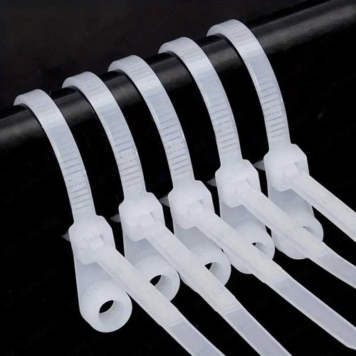 Delikli Vidalanabilir 2.5x100mm Cırt Kablo Bağı 100 Adet Beyaz