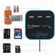 3 Port USB 2.0 Çoklayıcı HUB + Çoklu Kart Okuyucu (Mavi)