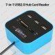 3 Port USB 2.0 Çoklayıcı HUB + Çoklu Kart Okuyucu (Mavi)