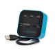 3 Port USB 2.0 Çoklayıcı HUB + Çoklu Kart Okuyucu (Mavi)