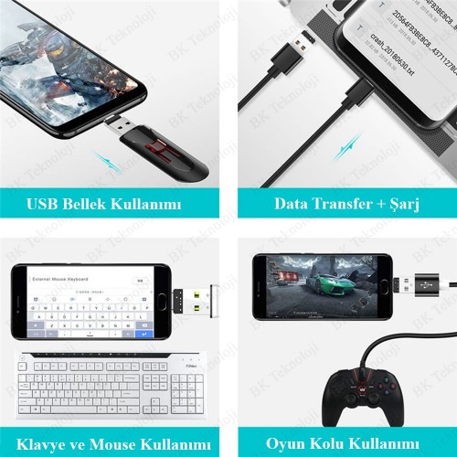 Micro USB OTG Şarj/Data Çevirici Adaptör