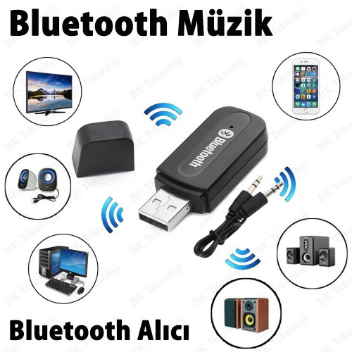 Bluetooth Kablosuz 3.5mm Ses Müzik Alıcısı Adaptörü Araç Ses Sistemi veya Hoparlör İçin