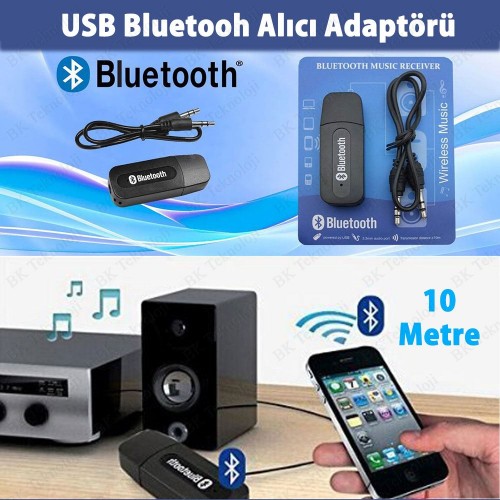 Bluetooth Kablosuz 3.5mm Ses Müzik Alıcısı Adaptörü Araç Ses Sistemi veya Hoparlör İçin