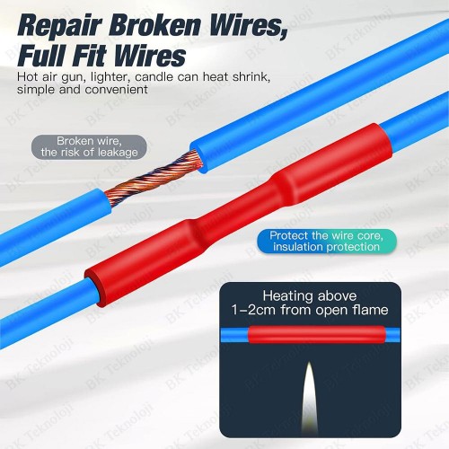 800 Adet Isıyla Daralan Makaron Seti Kablo Koruyucu Kılıf