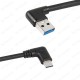 90 Derece Sol Açılı USB 3.0 to 90 Derece Type-C Şarj/Data Kablosu 1 Metre